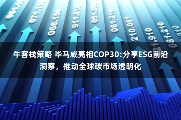 牛客栈策略 毕马威亮相COP30:分享ESG前沿洞察，推动全球碳市场透明化