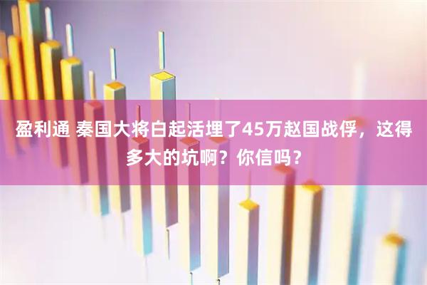 盈利通 秦国大将白起活埋了45万赵国战俘，这得多大的坑啊？你信吗？